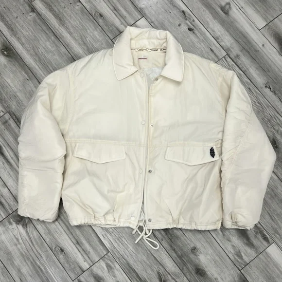 EUC Free People Off The Bleachers Coaches Jacket Size S Sea Salt Coastal Cruise - Picture 9 of 16